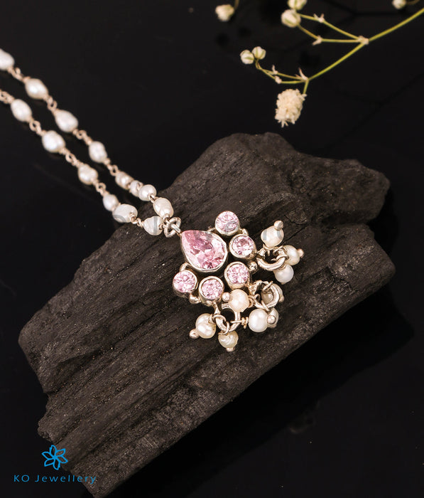 The Afroz Silver Pearl Necklace (Pink)