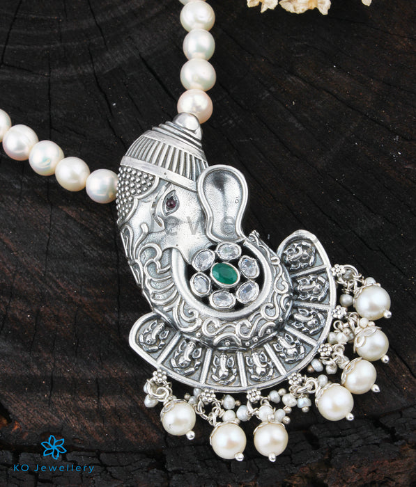 The Vighnaharta Silver Ganesha Pearl Necklace