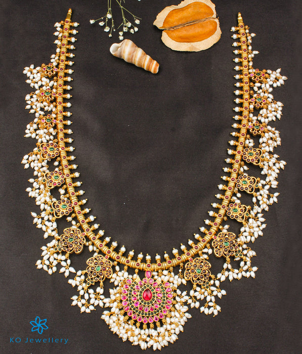 The Rakshita Silver Guttapusalu Necklace (Long)