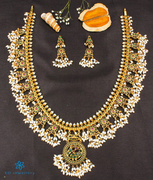 The Aarushi Silver Guttapusalu Necklace (Long)