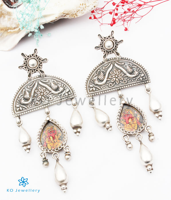The Dvijapriya Silver Ganesha Earrings
