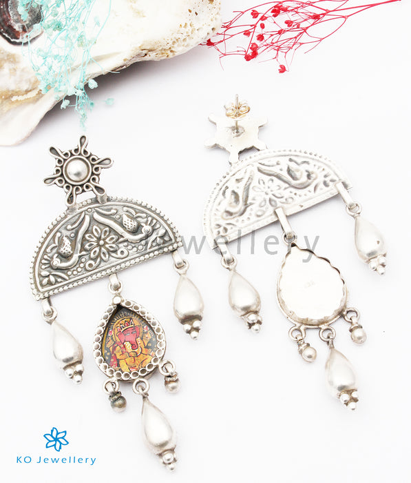 The Dvijapriya Silver Ganesha Earrings