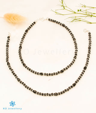 The Ayana Silver Black Bead Nazariya Anklets