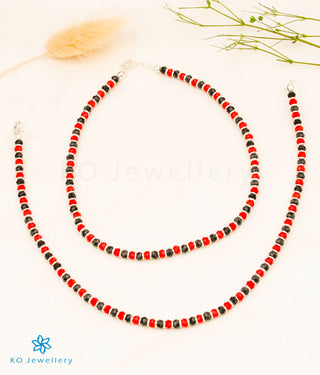 The Vama Silver Nazariya BlackBead Anklets