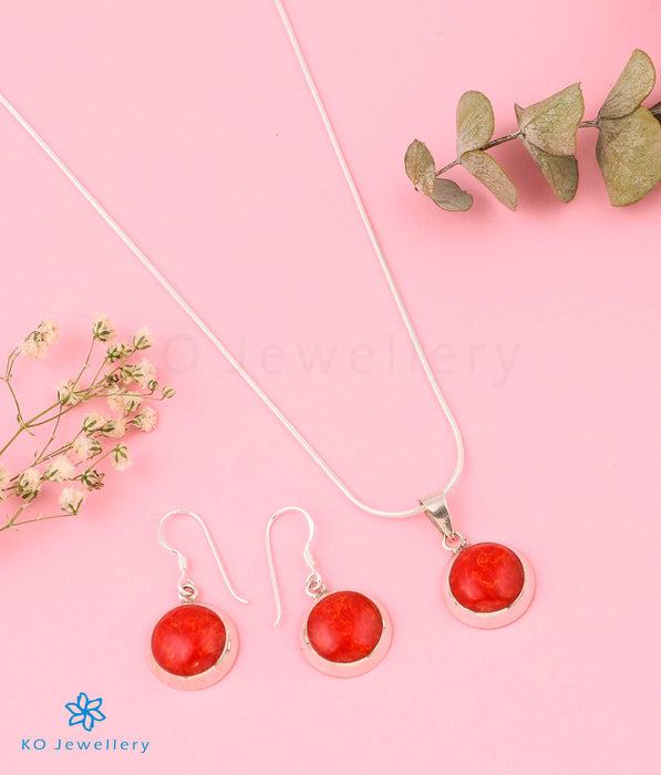The Whimsy Red Silver Pendant Set