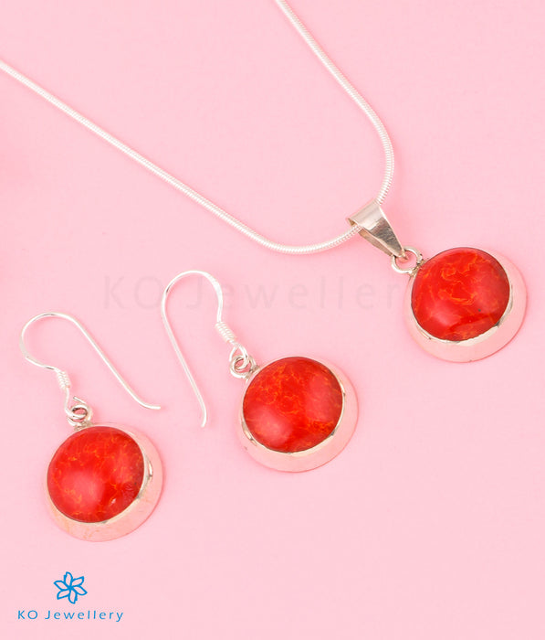 The Whimsy Red Silver Pendant Set