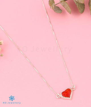 The Heart to Heart Silver Necklace (Red)