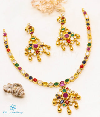 The Abhijita Silver Navratna Necklace