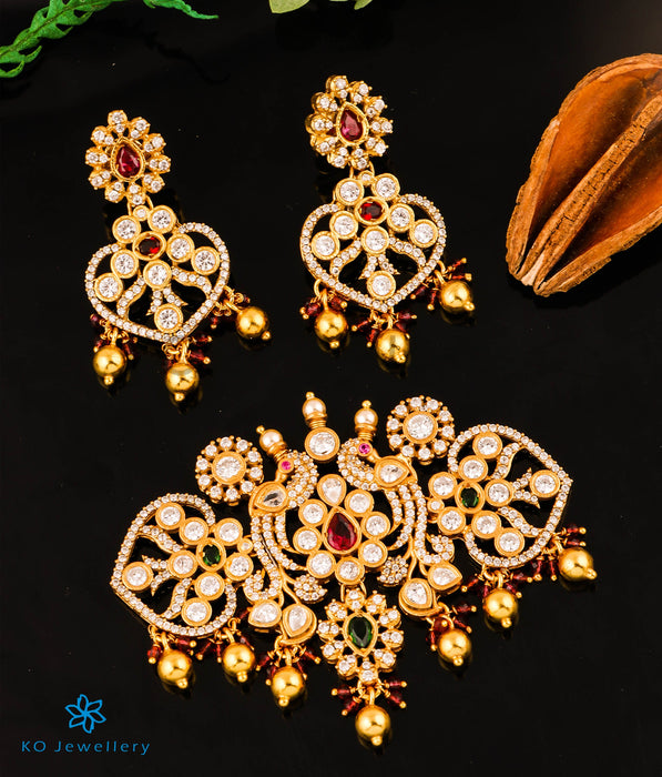 The Ojayit Silver Peacock Choker Necklace & Earrings