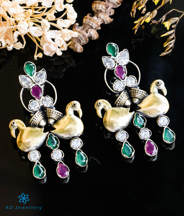 The Manika Silver Antique Earrings (2 tone)