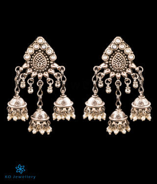 The Tricit Silver Antique Pearl Jhumkas