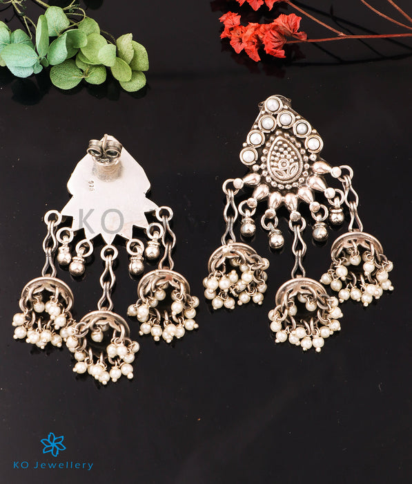 The Tricit Silver Antique Pearl Jhumkas