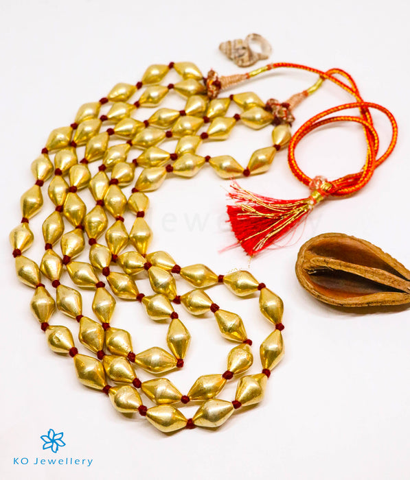 The Eliska Silver Dholki Beads Necklace (Three Layered)