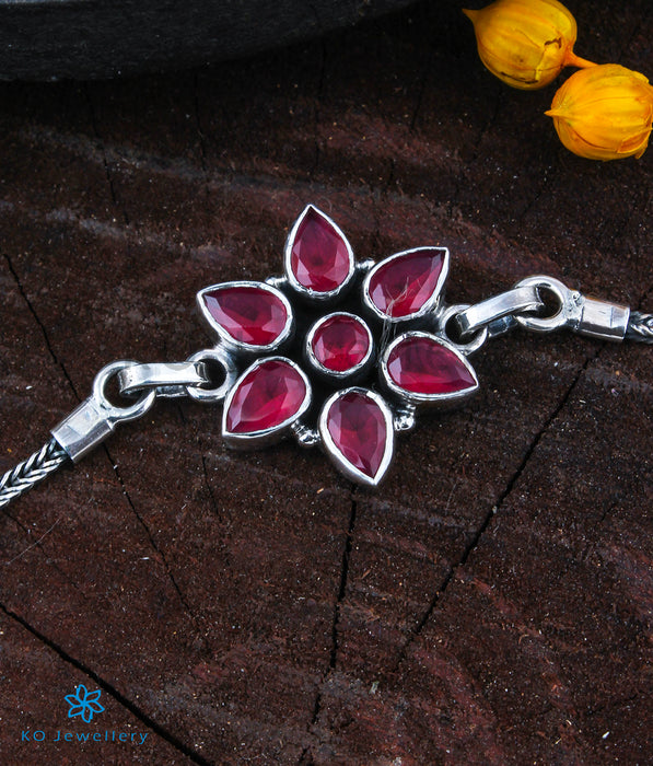 The Imara Silver Gemstone Bracelet (Red)
