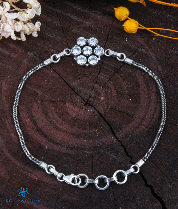 The Ditya Silver Gemstone Bracelet(White)