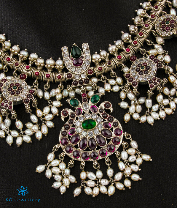 The Shankhu, Chakra Silver Guttapusalu Necklace