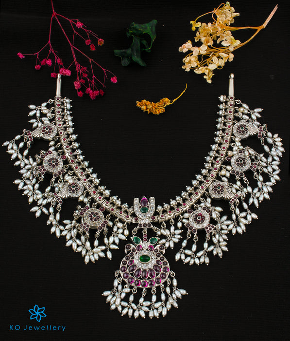 The Shankhu, Chakra Silver Guttapusalu Necklace (Medium)