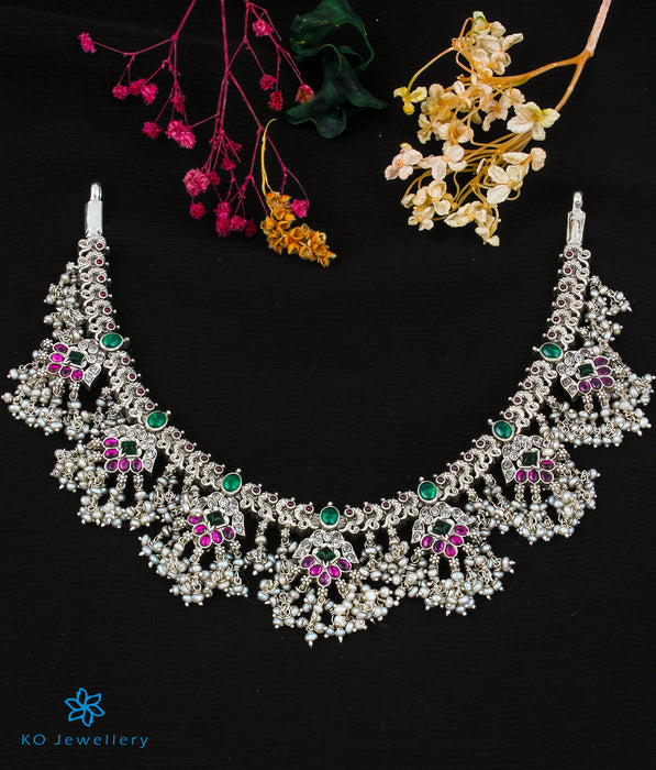 The Aarunya Silver Peacock Necklace