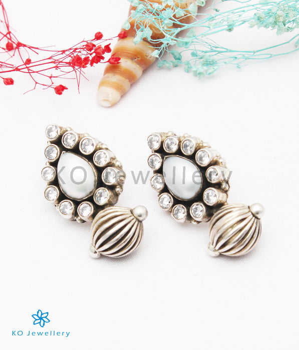 The Abhiri Silver Gemstone Earrings (White)