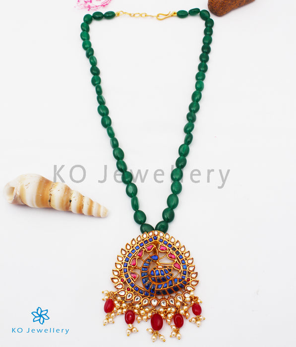 The Tanuruha Silver Jadau Peacock Necklace