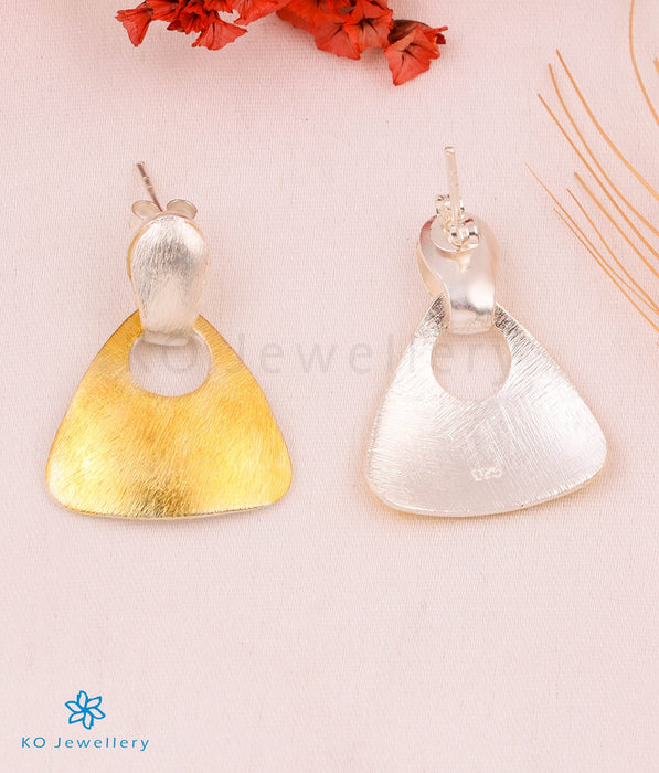 The Shining Triangle Silver Earrings (2 tone)