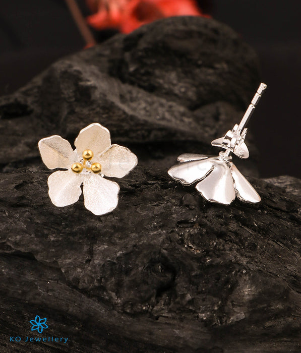 The Lily Floral Silver Earrings (2 tone)