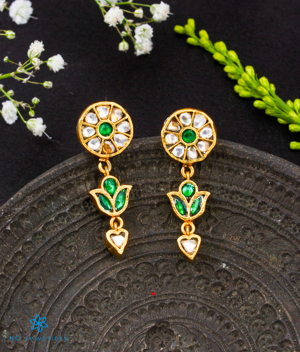 The Rashi Silver Kundan Earrings (Green)