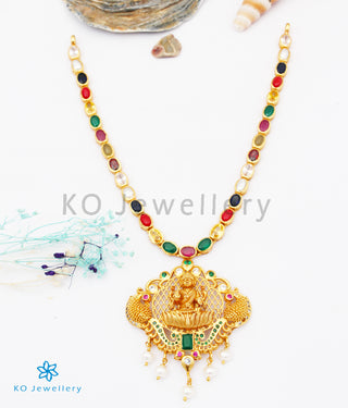 The Samyukta Silver Navratna Lakshmi Necklace