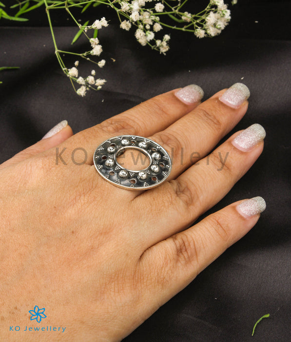 The Mandala Silver Statement Open Finger Ring