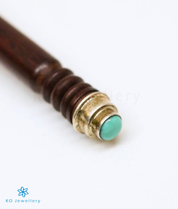 The Shavya Silver Hair-Stick (Turquoise)