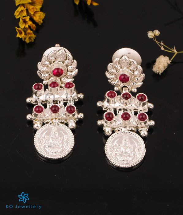 The Paramaa Antique Silver Lakshmi Coin Earrings (Bright Silver)