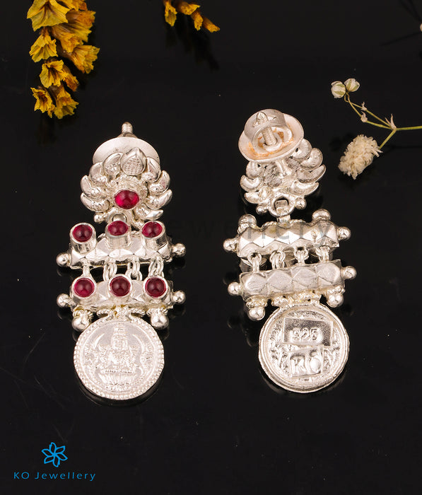 The Paramaa Antique Silver Lakshmi Coin Earrings (Bright Silver)