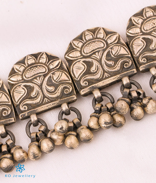 The Jivika Silver Peacock Choker Necklace Set