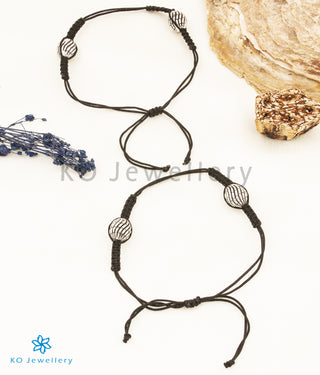 The Sia Silver Black Thread Anklets (2 beads)