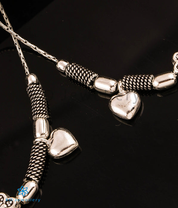 The Heart Charms Silver Chain Anklets