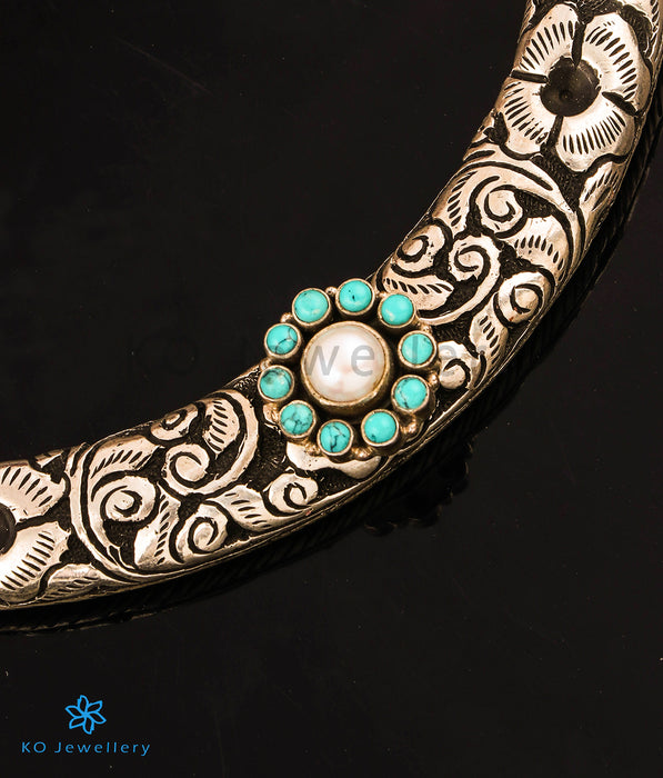The Nivya Silver Antique  Hasli Necklace