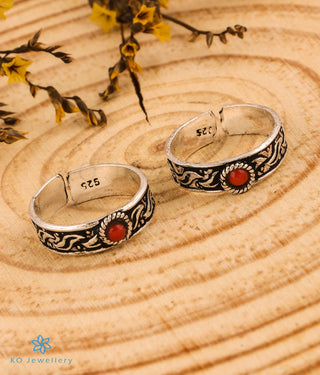 The Mohini Silver Toe-Rings (Coral)