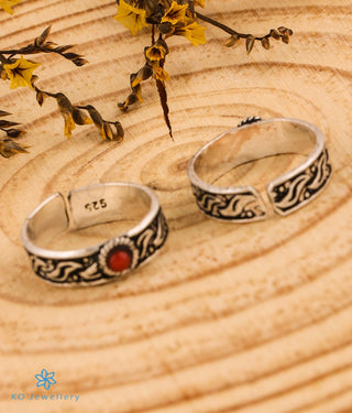 The Mohini Silver Toe-Rings (Coral)