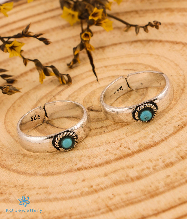 The Mihir Silver Toe-Rings (Turquoise)
