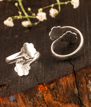 The Shining Flower Silver Toe-Rings (Front open)