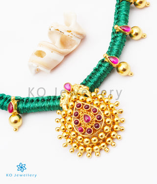 The Aradhana Silver Thread Necklace (Green)