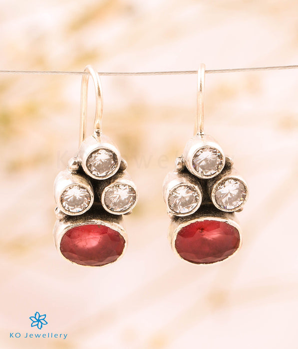 The Viniti Silver Gemstone Earrings (Red/White)