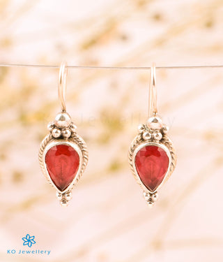 The Varna Silver Gemstone Earrings (Red)