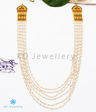 The Kahini Silver Layered Pearl Necklace (Green)