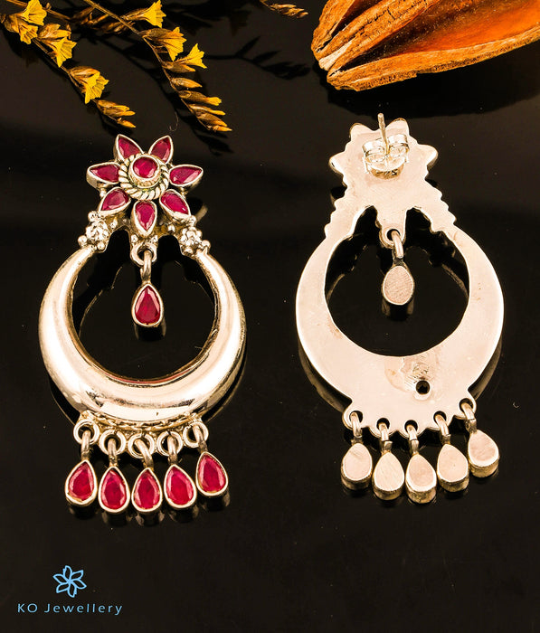 The Parinita Silver Gemstone Earrings (Red)
