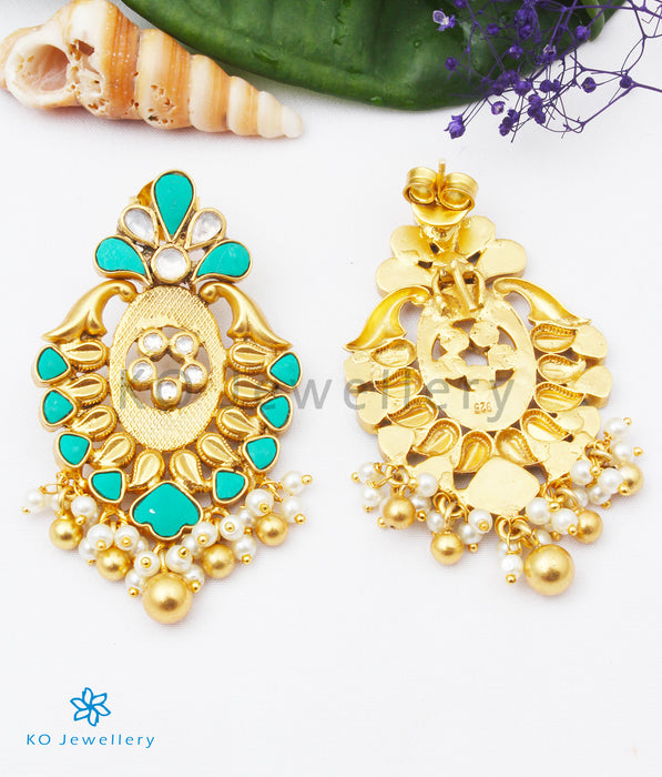 The Parna Silver Kundan Earrings (Turquoise)