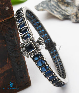 The Samatva Silver Kemp Bracelet (Blue/Oxidised; Size 2.2/2.4/2.6/2.8)