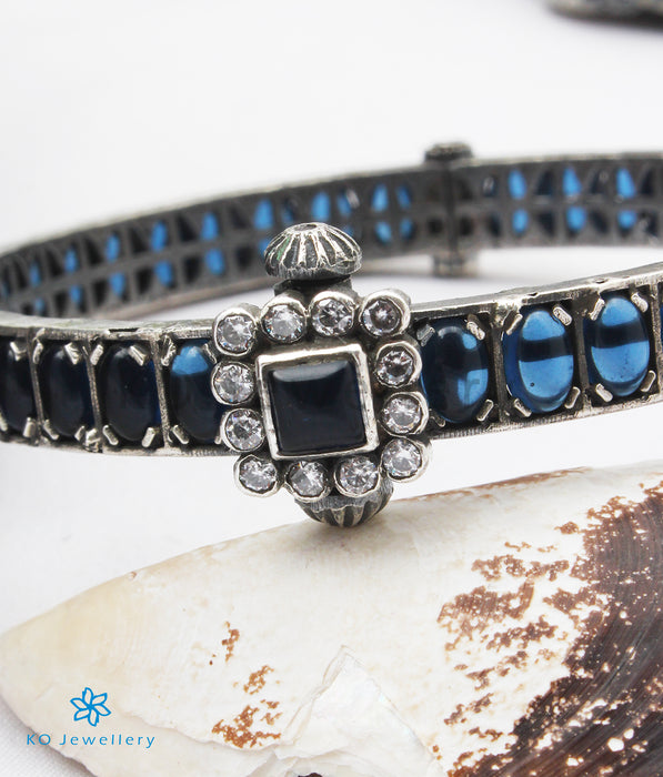 The Samatva Silver Kemp Bracelet (Blue/Oxidised; Size 2.2/2.4/2.8)