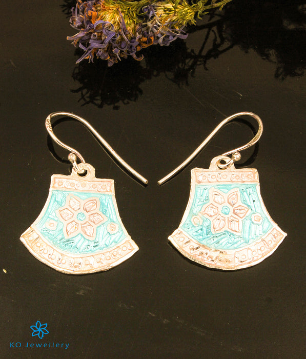 The Trishna Silver Meenakari Earrings (Light Blue)