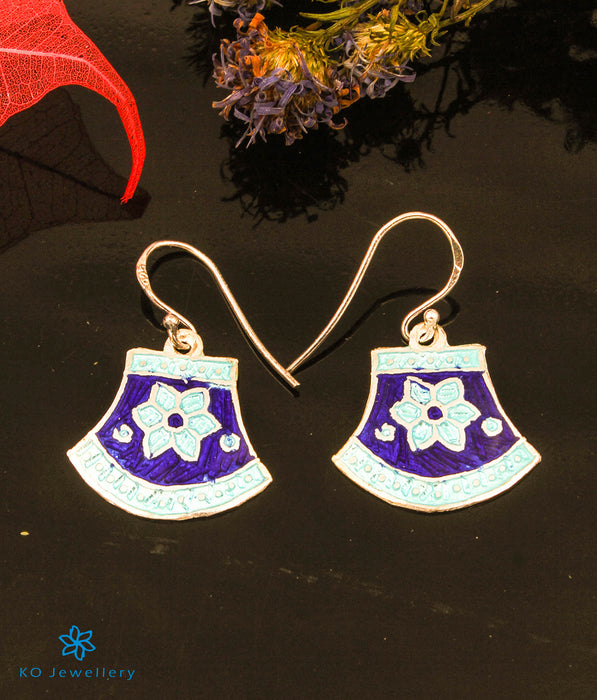 The Trishna Silver Meenakari Earrings (Blue)